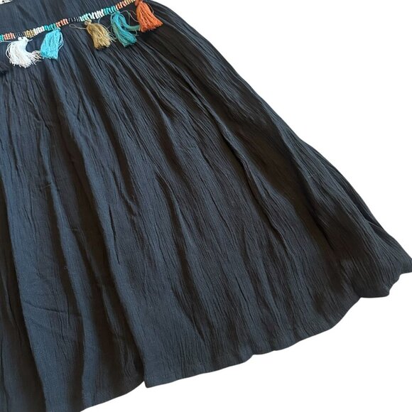 Raga Night Dust Embroidered Spaghetti Strap Dress Fringe Cotton Size Medium NWT - Picture 6 of 12